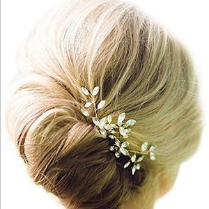 2 sets of bridal hair pieces. One silver, one gold